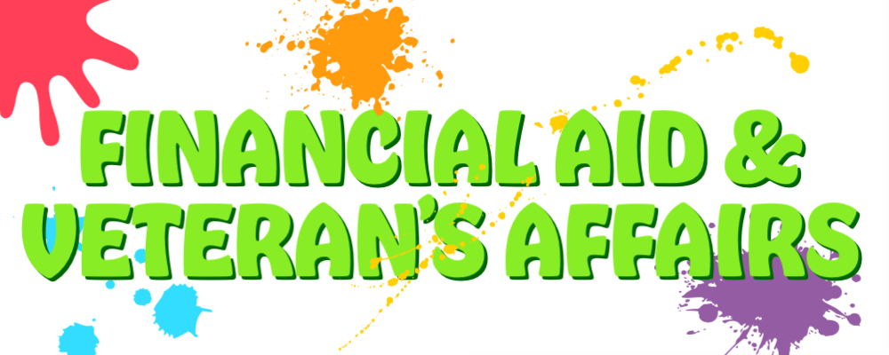 Color pattern with text that reads Financial Aid & Veteran's Affairs